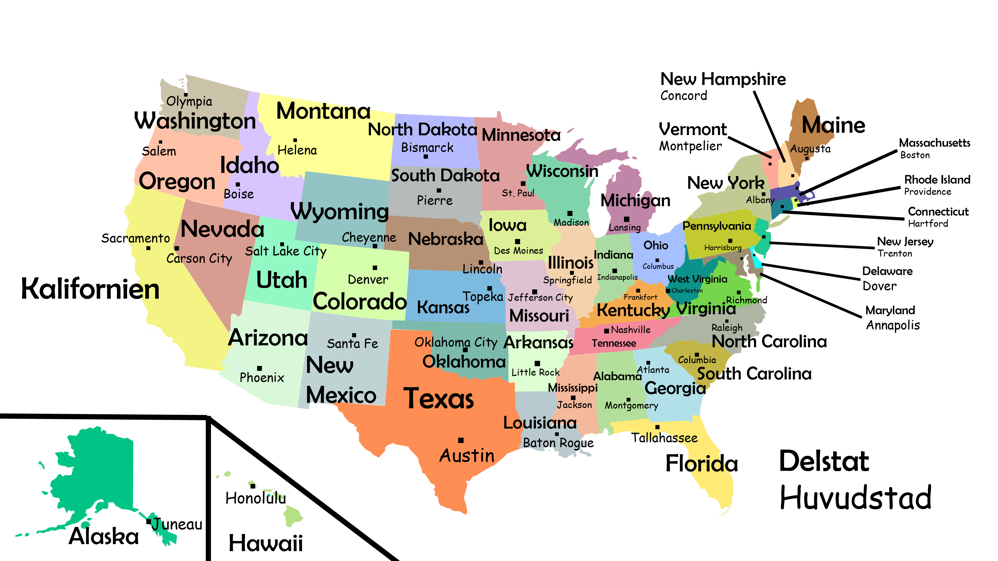 Karta över USA:s delstater och huvudstäder - Allt om ditt Resmål