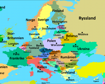 Karta över Europas länder och huvudstäder