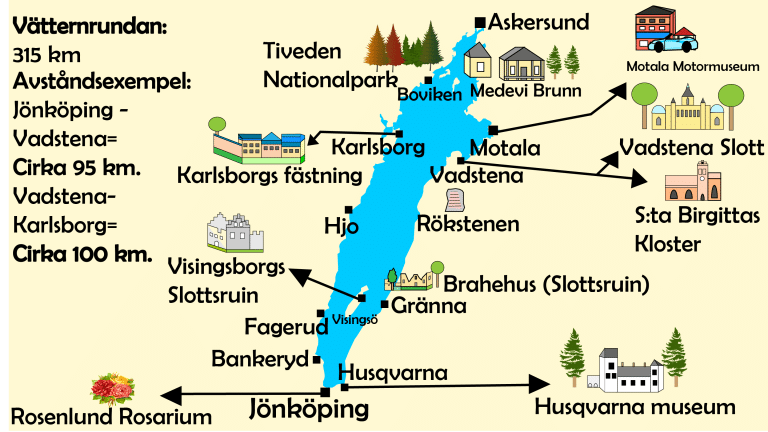 Karta över sevärdheter runt Vättern - Allt om ditt Resmål