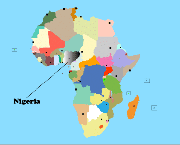 Karta över de största städerna i Nigeria